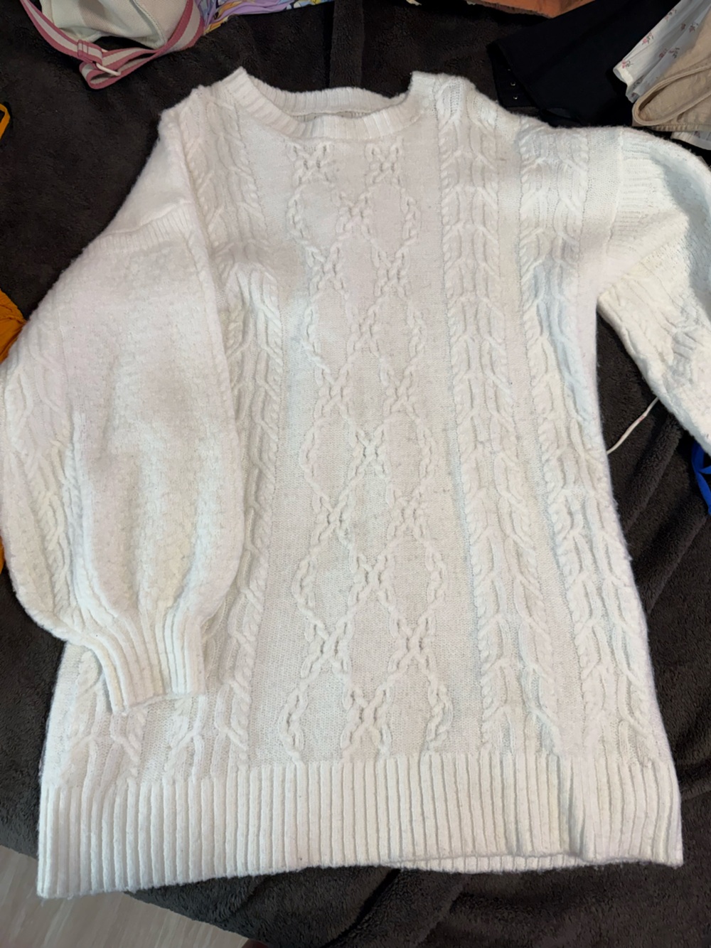 White Cable-Knit Women's Sweater - Classic Pullover
